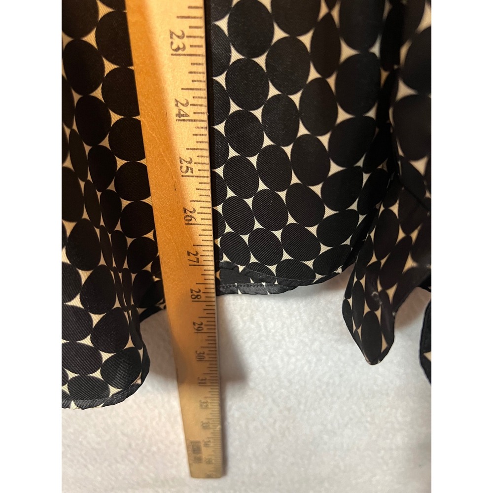 Zara Women's Small Button Down Shirt Black White Circle Print Long Sleeve - Picture 7 of 10